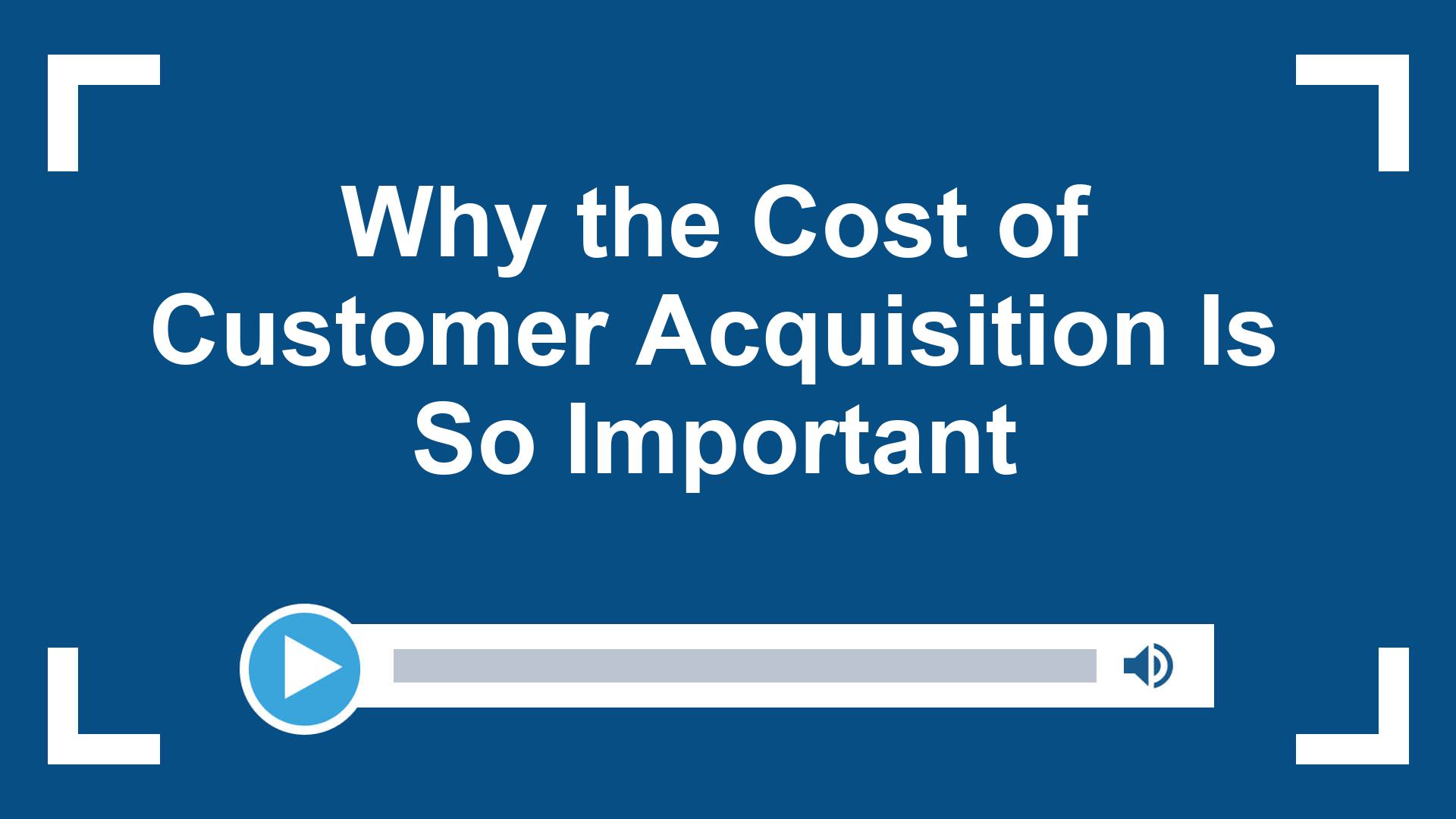 Why the Cost of Customer Acquisition Is So Important